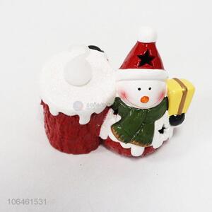 Bottom price Christmas snowman ceramic crafts with led light