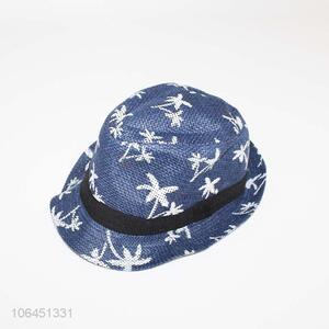 New arrival hottest leaf printing polyester straw hat sun hat