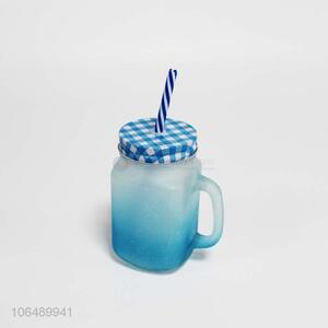 New Arrival Colorful Glass Water Cup With Straw