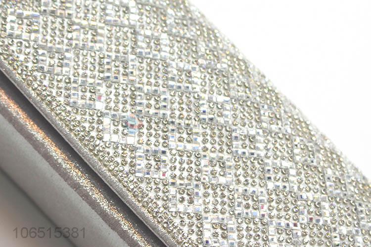 Dependable factory rhinestone pu leather evening clutches bag chain shoulder bag