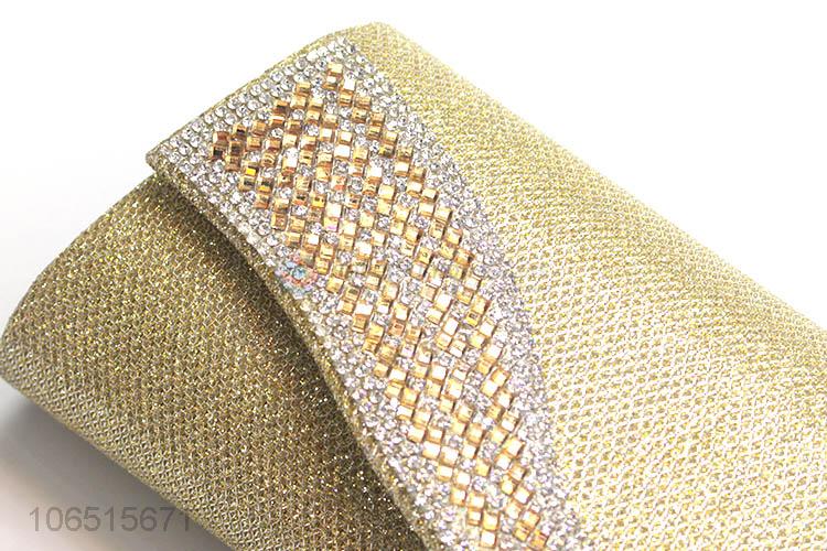 Customized ladies golden party evening bag shoulder bag with chain strap