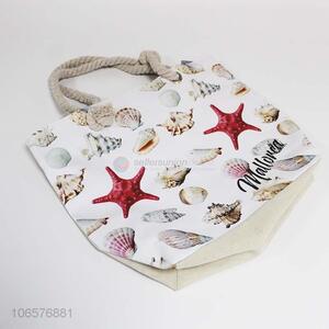 Fashion delicate canvas rope handle beach bag for women