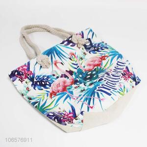 Factory price women summer canvas beach bag handbag
