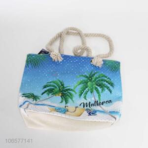 Good sale canvas rope handle beach bag for women