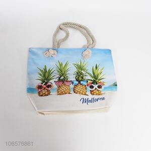 Top quality custom logo canvas beach bag handbag