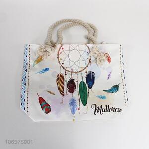 China supplier custom logo canvas beach bag handbag