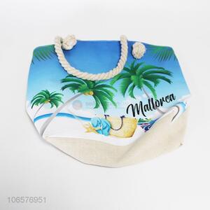 Promotional custom logo canvas beach bag handbag