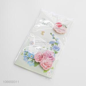 Fashion Flower Pattern Greeting Card With Glitter Powder