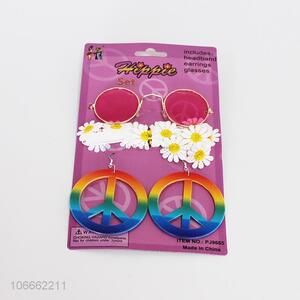High quality flowers headband glasses and earring set