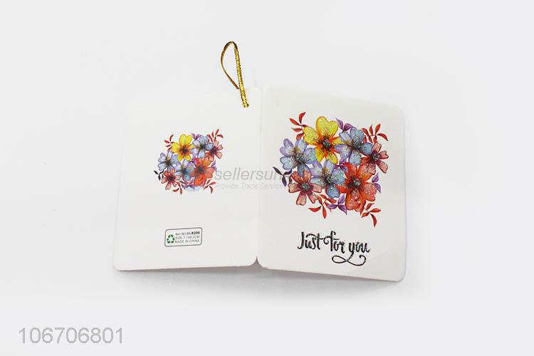 Attractive design rectangle flower printed paper greeting card