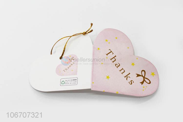 Latest design custom logo heart shape paper greeting card