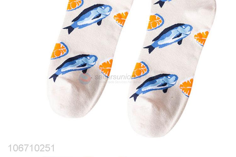 High Quality Fish Pattern Long Socks Men Mid-Calf Length Sock