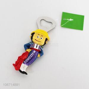 Custom cartoon soft resin fridge magnet with bottle opener