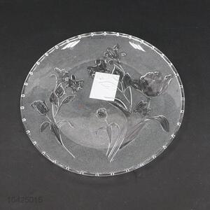 Factory sell glass dessert cake plate glass dry fruit plate glassware