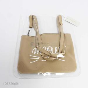 New design transparent pvc handbag pu leather ladies handbags