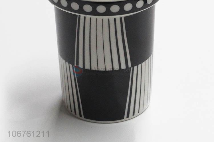 Wholesale art design geometric pattern decal ceramic storage can