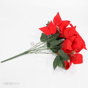 Wholesale 7 Heads Red Christmas Flower Best Festival Decoration