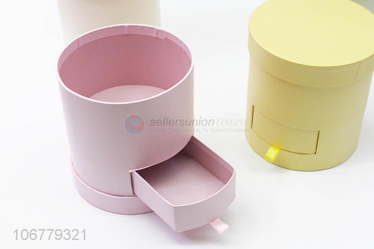 Top grade candy-colored cylindrical paper gift box with drawer