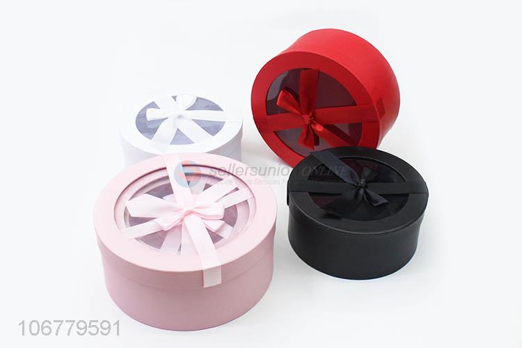 Best selling 3pcs/set round paper gift box with bowknot
