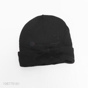 Hot Selling Fashion Black Polyester Knitted Hat Men Winter Hat
