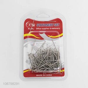 Promotional 100pcs metal straight shirt collar pin silver head pins