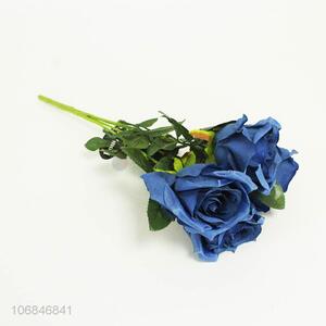 Hot selling decorative dark blue 5 heads simulation rose