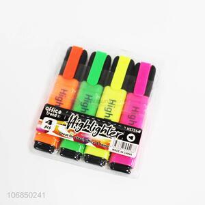 Wholesale price school supplies 4pcs plastic highlighter