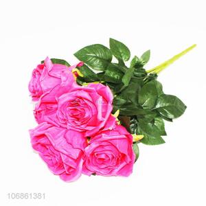 Top sale 5 heads simulation rose plastic rose