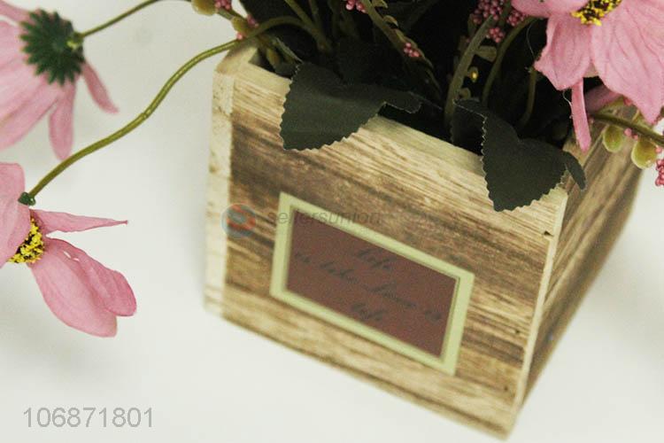 方木盒单片菊仿真盆栽