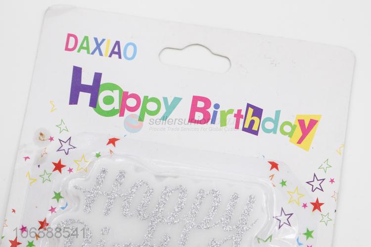 Hot products happy birthday silver glitter candle for cake decoration