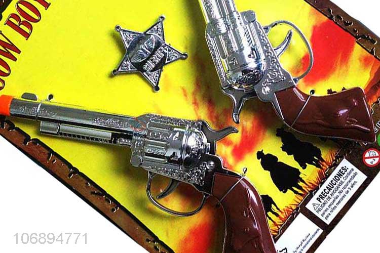 Hot Sale Double Plating Cowboy Gun And Police Badge Set