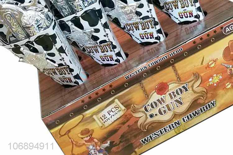 Best Quality Plating Cowboy Gun With Cow Pattern Gun Case