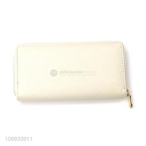 Wholesale Solid Color Wallet Ladies Long Purse Zip Wallet