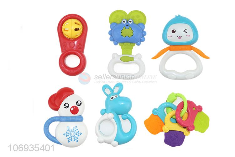 Contracted Design Cute Educational Baby Plastic Rattle Hand Bell Toy Set