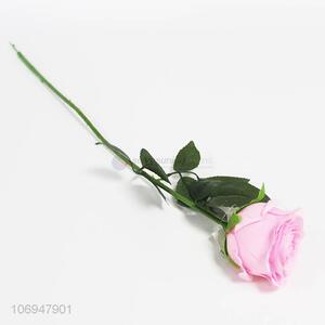 High quality plastic rose pink artificial floral fake rose