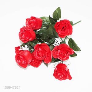 Promotional cheap decorative 12 heads simulation rose flower