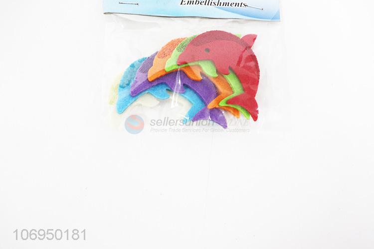 Factory sell craft adhesive embellishment dolphin shaped felt patch