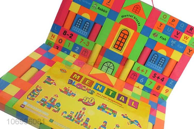 Premium quality 90pcs children intelligent toys colorful wooden building blocks