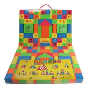 Wholesale cheap 65pcs children intelligent toys colorful wooden building blocks