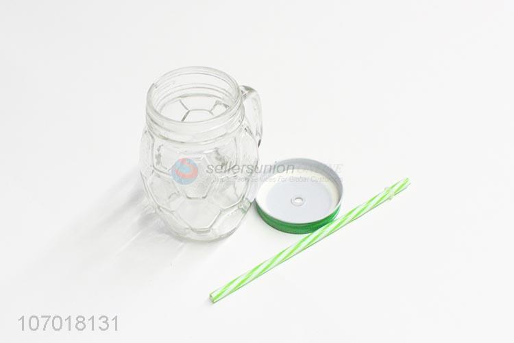 High Quality Glass Water Cup Juice Glass With Straw