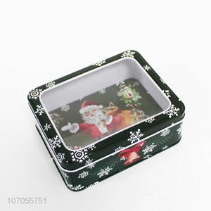 Competitive price square Christmas tin can candy can with window