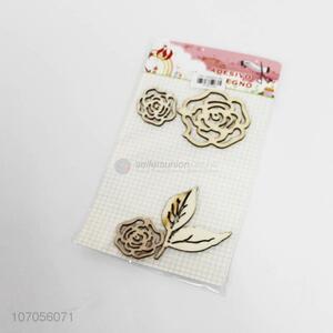 Hot sale laser cut wood craft rose sticker for wall decoration