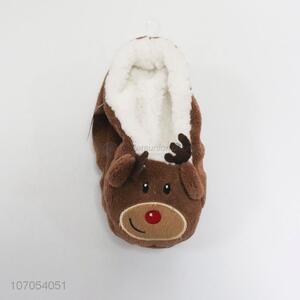 Wholesale Christmas deer design winter home non-slip plush floor shoes