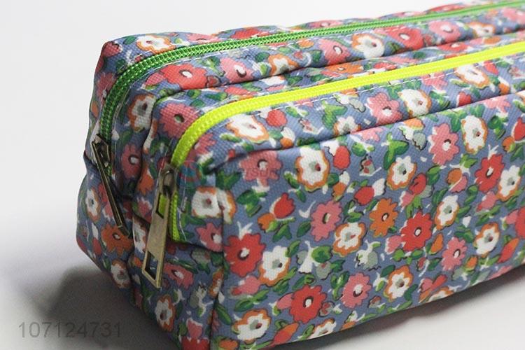 Portable Double Zippers Oxford Cloth Pencil Case For Sale