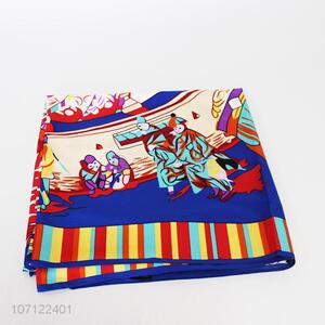New arrival luxury fashion square printed silk scarf for women
