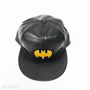 Fashion design flat embroidery leather comfortable cap