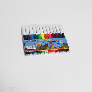 <em>Wholesale</em> cheap 12 pieces plastic <em>water</em> <em>color</em> pens kids stationery set