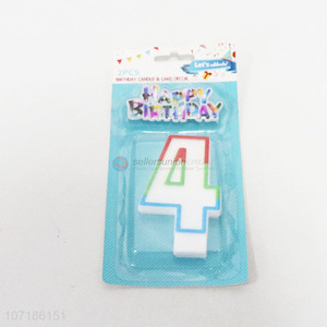 Hot Sell Happy Birthday Number 4 Birthday Candle for Cake Decoration