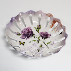 New design flower printed hollowed-out melamine fruit plate fashion melamine ware