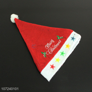 Factory wholesale red Christmas hats with colorful lights